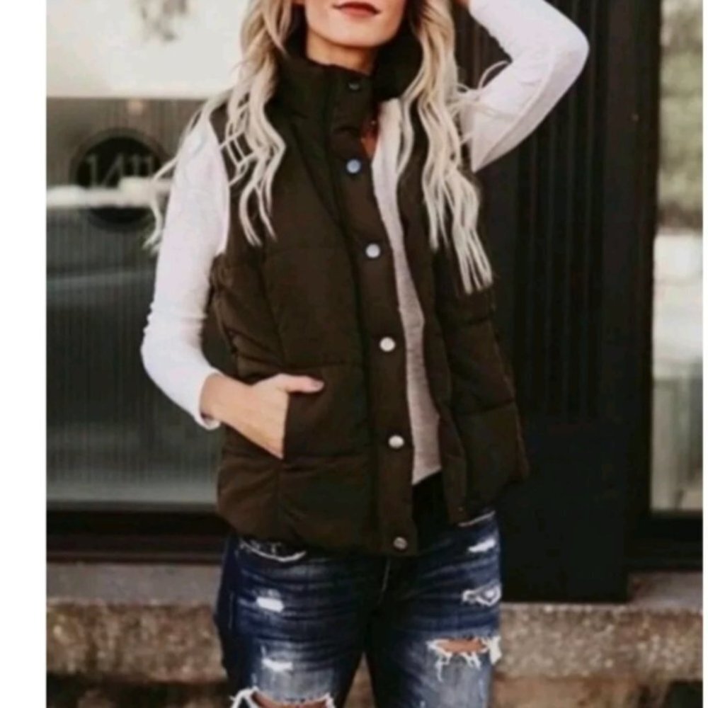 J. Crew Down Puffer Vest Brown Women S